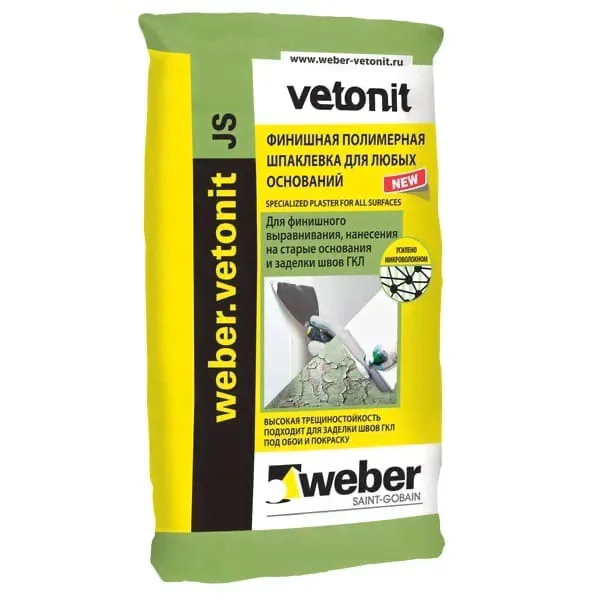 Шпатлевка финишная полимерная Weber.Vetonit JS клеевая 20 кг-0